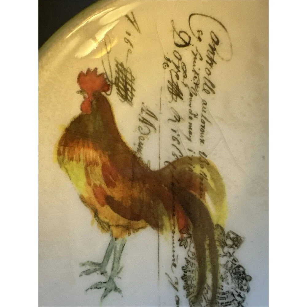 WILLIAMS SONOMA VTG FRENCH SCRIPT ROOSTER SERIES DIPPING BOWL EARTHEN WARE ITALY